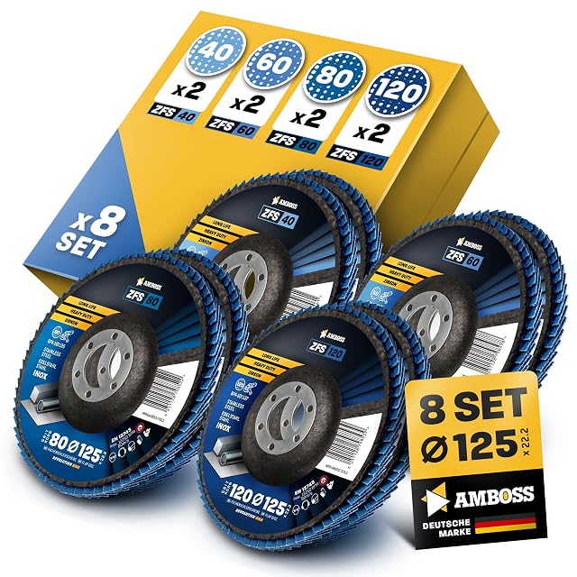 Amboss Werkzeuge Juego de discos de láminas Ø 125 mm, grano 40–120, fotografía de producto