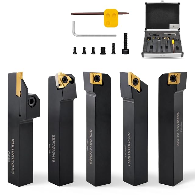 HOPSON TOOLS Juego de herramientas de torno de metal duro, mango 16 mm, 10 piezas, fotografía de producto