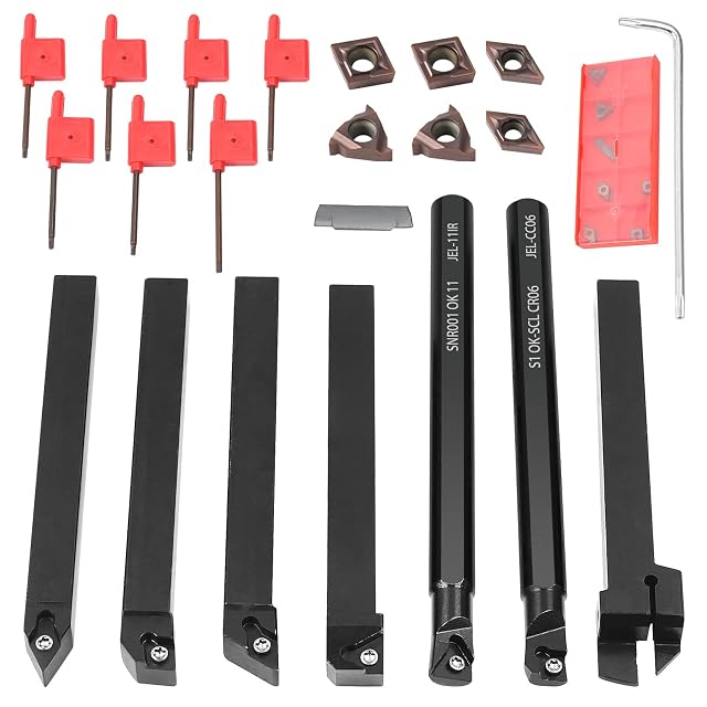 MIRTHBUY Portaherramientas de torno de 10 × 10 mm con plaquitas de metal duro, fotografía de producto