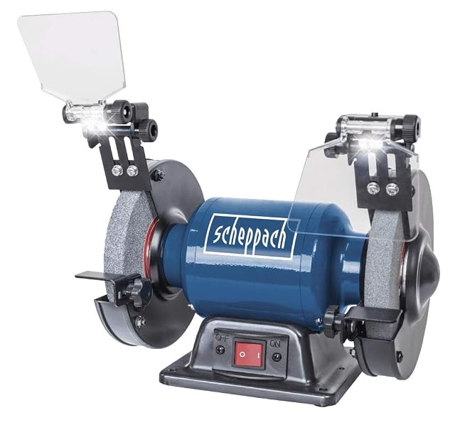 Esmeriladora de banco Scheppach SM150L con luces LED, fotografía de producto