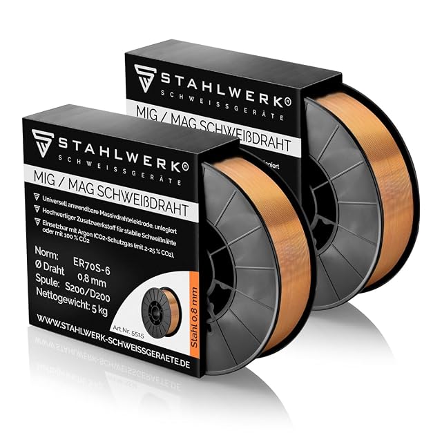 STAHLWERK ER70S-6 (SG2) Ø 0,8 mm, 2 × 5 kg, fotografía de producto