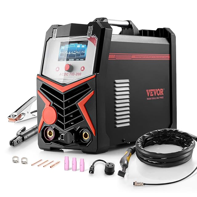 Soldadora TIG CA/CC VEVOR 6 en 1 de 200 A con pantalla LED, fotografía de producto